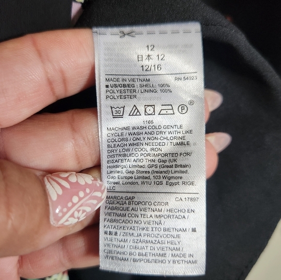 EUC GAP BLACK W/PINK FLORAL CRISS-CROSSED STRAPPY BACK MAXI  SUNDRESS SIZE 12 - Picture 11 of 11